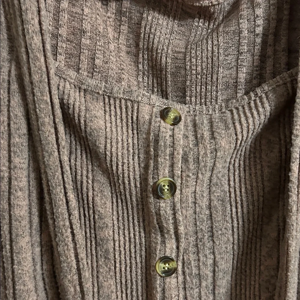 SHEIN Button-Front Ribbed Sweater - Rust - Picture 3 of 3